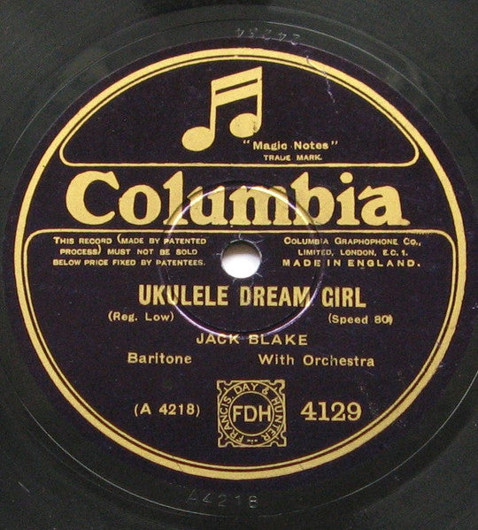 Jack Blake : Ukulele Dream Girl / I Don't Care What You Used To Be (Shellac, 10")