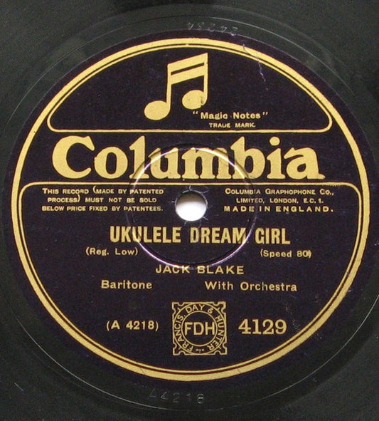 Jack Blake : Ukulele Dream Girl / I Don't Care What You Used To Be (Shellac, 10")