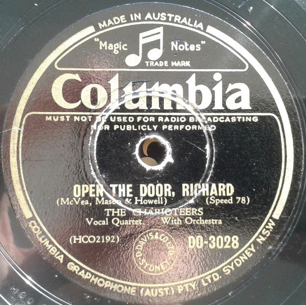 The Charioteers : Open The Door, Richard / One More Dream (And She's Mine) (Shellac, 10")