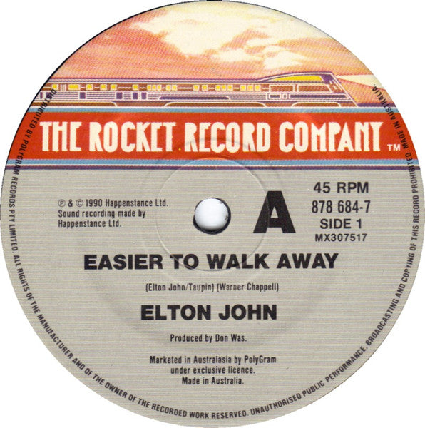 Elton John : Easier To Walk Away (7", Single)