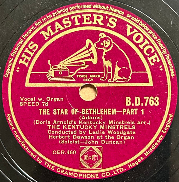 Kentucky Minstrels : The Star Of Bethlehem (Shellac, 10")