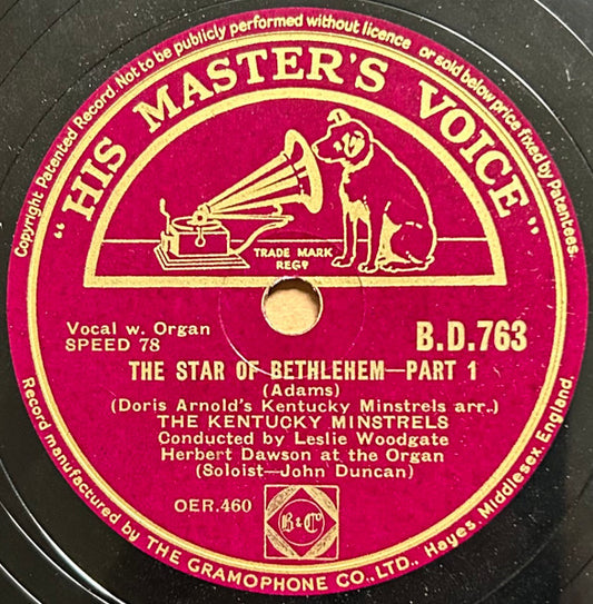 Kentucky Minstrels : The Star Of Bethlehem (Shellac, 10")