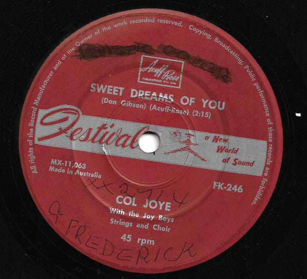 Col Joye With The Joy Boys : Sweet Dreams Of You (7", Single)