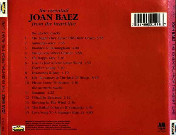 Joan Baez : The Essential Joan Baez From The Heart - Live (CD, Comp, RE)