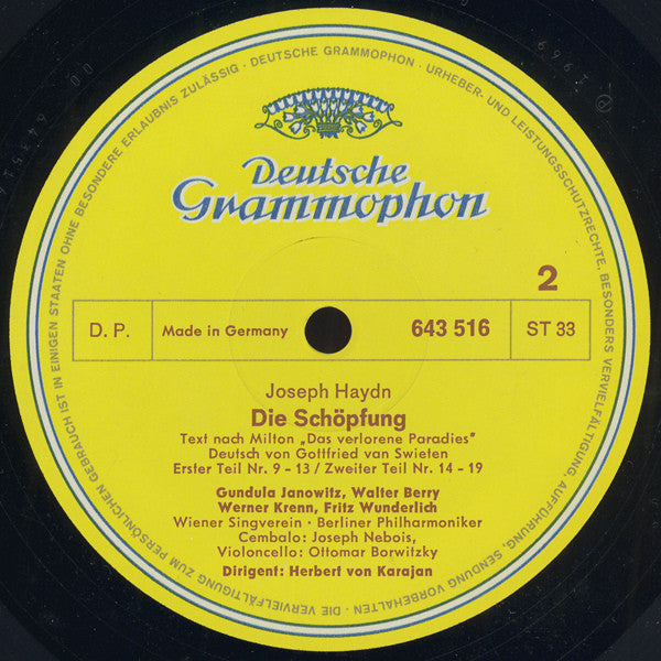 Joseph Haydn / Gundula Janowitz · Christa Ludwig, Fritz Wunderlich · Werner Krenn, Dietrich Fischer-Dieskau, Walter Berry, Wiener Singverein, Berliner Philharmoniker, Herbert von Karajan : Die Schöpfung (The Creation · La Création) (2xLP + Box)