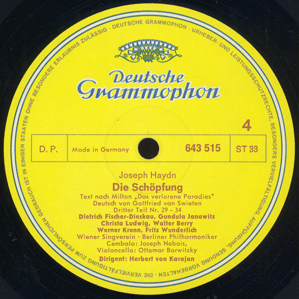 Joseph Haydn / Gundula Janowitz · Christa Ludwig, Fritz Wunderlich · Werner Krenn, Dietrich Fischer-Dieskau, Walter Berry, Wiener Singverein, Berliner Philharmoniker, Herbert von Karajan : Die Schöpfung (The Creation · La Création) (2xLP + Box)