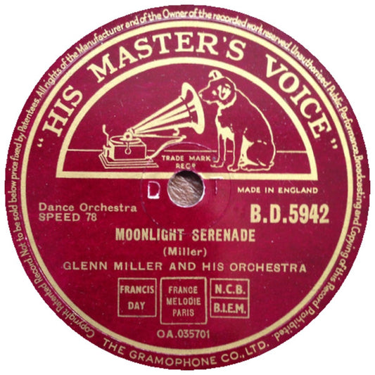 Glenn Miller And His Orchestra : Moonlight Serenade / American Patrol (Shellac, 10", RP, DT )