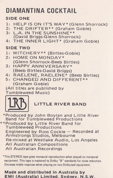 Little River Band : Diamantina Cocktail (Cass, Album)