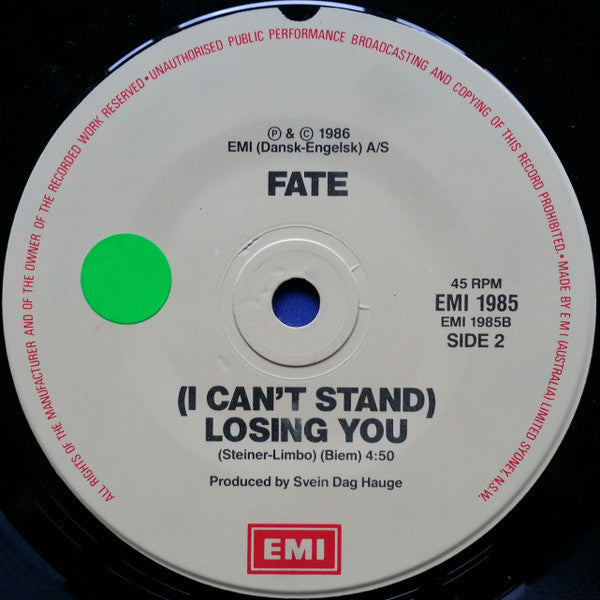 Fate (5) : Won't Stop (7", Single)