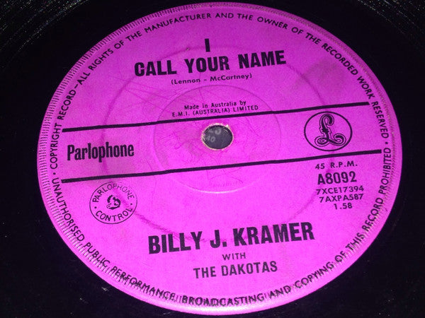Billy J. Kramer & The Dakotas : Bad To Me (7", Single)