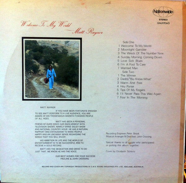 Matt Raynor (2) : Welcome To My World (LP, Album)