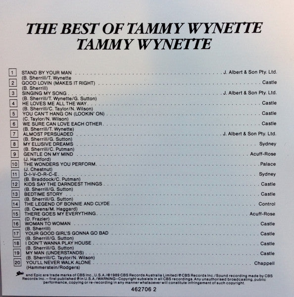 Tammy Wynette : The Best Of Tammy Wynette (CD, Comp)