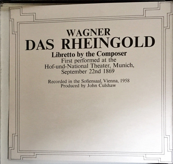 Wagner* - Vienna Philharmonic Orchestra* Conducted By Georg Solti : Das Rheingold (3xLP + Box)