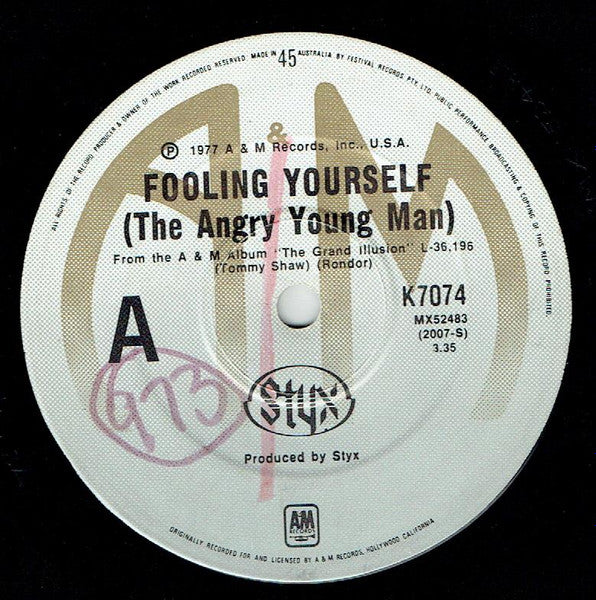 Styx : Fooling Yourself (The Angry Young Man) (7", Single)
