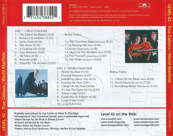 Level 42 : True Colours / World Machine (CD, Album, RM + CD, Album, RM + Comp, RE)