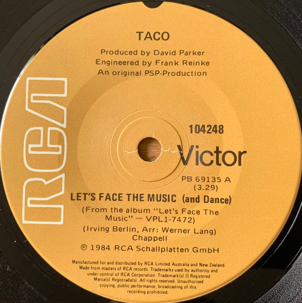 Taco : Let's Face The Music (And Dance) / Sayonara ('Till We Meet Again) (7", Single)