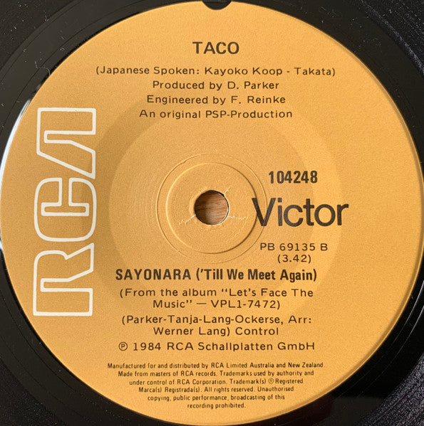 Taco : Let's Face The Music (And Dance) / Sayonara ('Till We Meet Again) (7", Single)