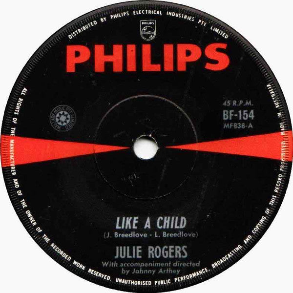 Julie Rogers : Like A Child  (7", Single, Mono)