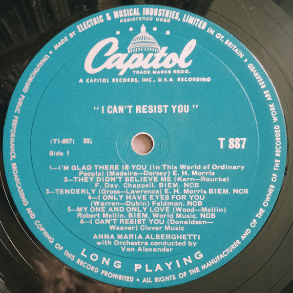 Anna Maria Alberghetti : I Can't Resist You (LP, Album, Mono)
