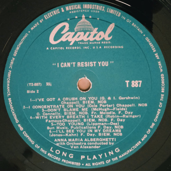 Anna Maria Alberghetti : I Can't Resist You (LP, Album, Mono)