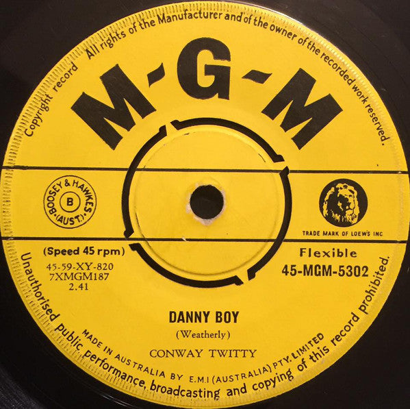 Conway Twitty : Danny Boy (7", Single)
