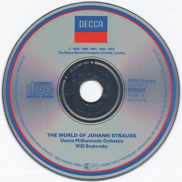 Johann Strauss*, Vienna Philharmonic Orchestra*, Willi Boskovsky : The World Of Johann Strauss (CD, Comp, RE, RM, ADR)