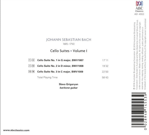 Slava Grigoryan : Cello Suites, Volume I (CD, Album)