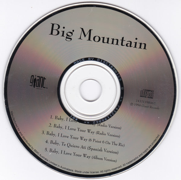 Big Mountain : Baby, I Love Your Way (CD, Single)