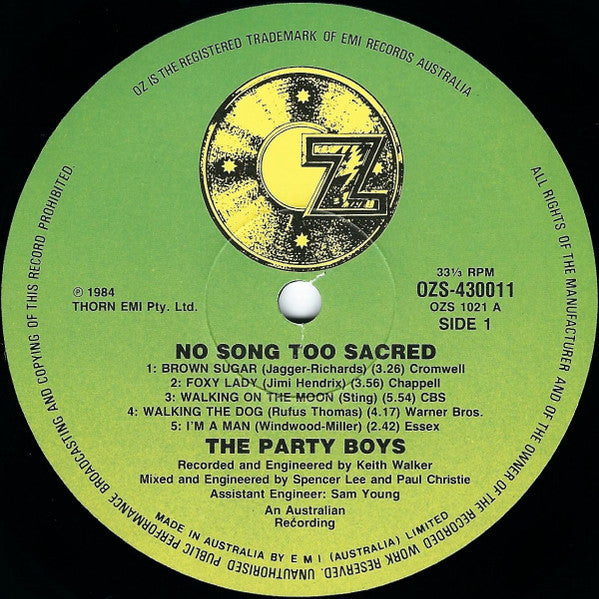 The Party Boys (3) : No Song Too Sacred (LP, Album)