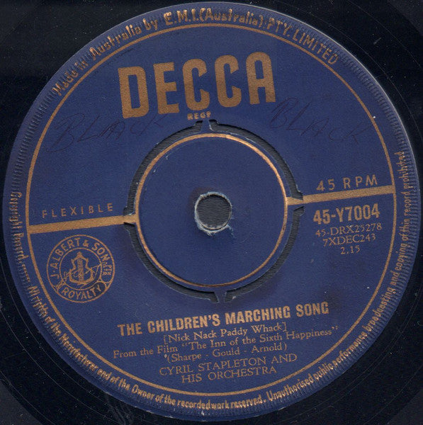Cyril Stapleton And His Orchestra : The Children's Marching Song / The Inn Of The Sixth Happiness (7", Single)