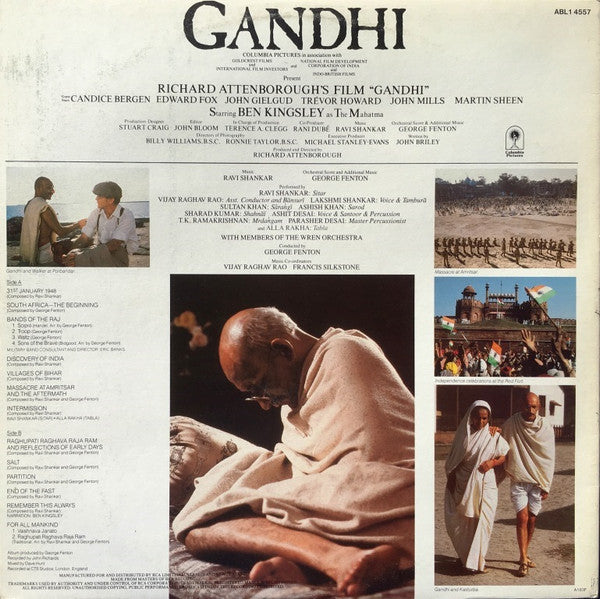 Ravi Shankar, George Fenton : Gandhi - Music From The Original Motion Picture Soundtrack (LP, Album, Gat)