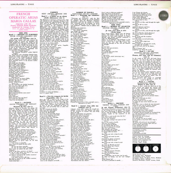 Maria Callas : French Operatic Arias (LP, Album, Club)