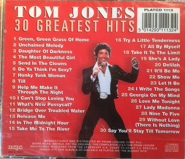 Tom Jones : 30 Greatest Hits Live In Concert (CD, Album, Comp)