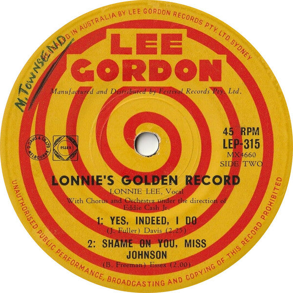 Lonnie Lee : Lonnie's Golden Record (7", EP)