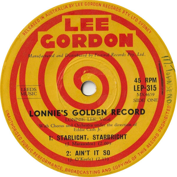 Lonnie Lee : Lonnie's Golden Record (7", EP)
