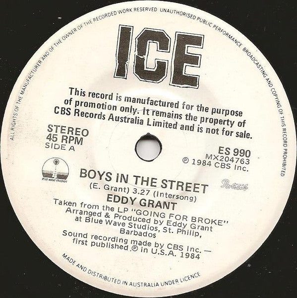 Eddy Grant : Boys In The Street (7", Single, Promo)