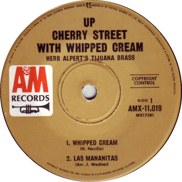 Herb Alpert & The Tijuana Brass : Up Cherry Street With Whipped Cream (7", EP, Mono)