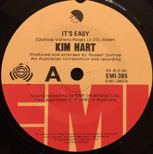 Kim Hart : It's Easy (7", Single)