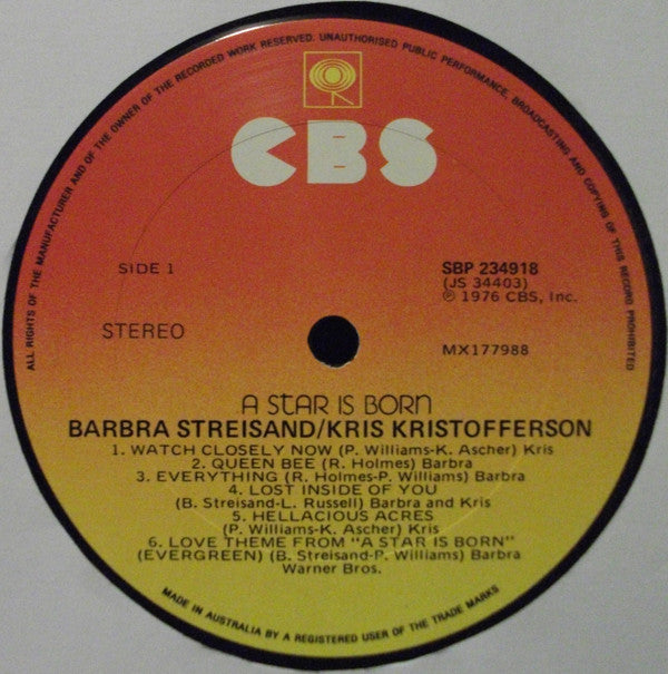 Streisand* & Kristofferson* : A Star Is Born (LP, Album)