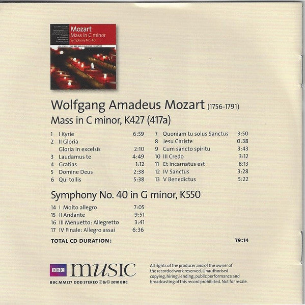 Mozart* : Mass In C Minor / Symphony No. 40 (CD, Comp)