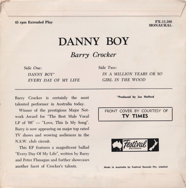 Barry Crocker : Danny Boy (7", EP)