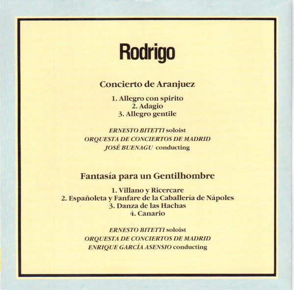 Rodrigo* : Guitar Concertos (CD, Comp, RE)