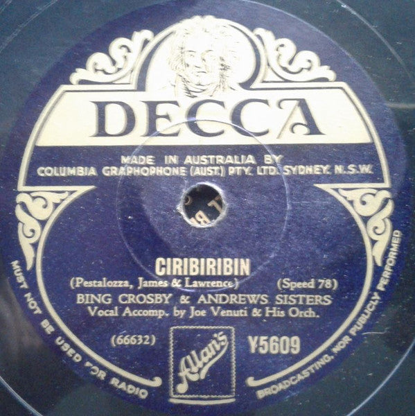 Bing Crosby & Connie Boswell / Bing Crosby & The Andrews Sisters : Tea For Two / Ciribiribin (Shellac, 10")