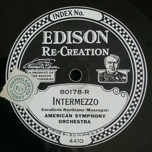 American Symphony Orchestra : "Intermezzo" Cavalleria Rusticana / "Barcarolle" Tales Of Hoffman (Edison Disc, RP, Pap)