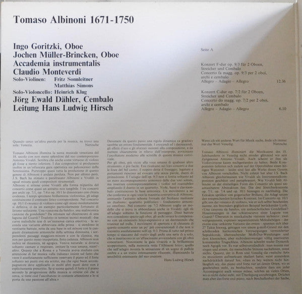 Tomaso Albinoni : Musiche Veneziane / Concerti (LP)