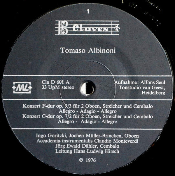 Tomaso Albinoni : Musiche Veneziane / Concerti (LP)