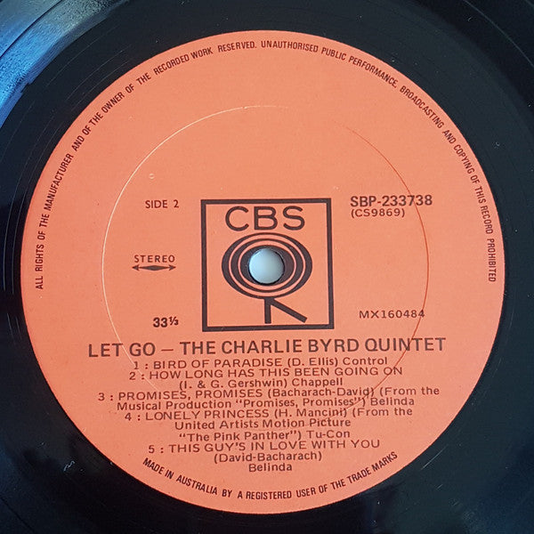 The Charlie Byrd Quartet : Let Go (LP, Album)