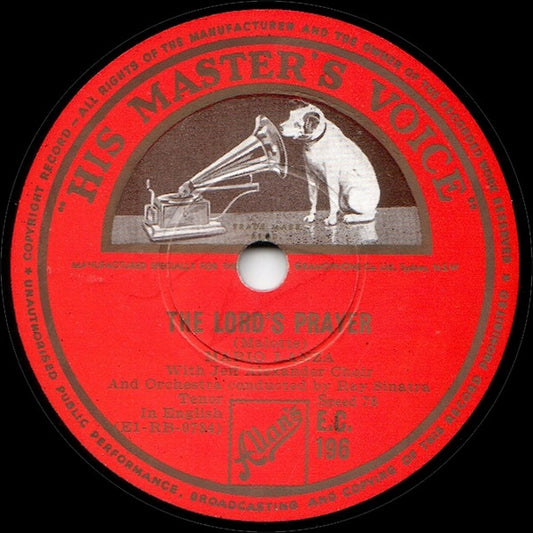 Mario Lanza : The Lord's Prayer / Guardian Angels (Shellac, 10")