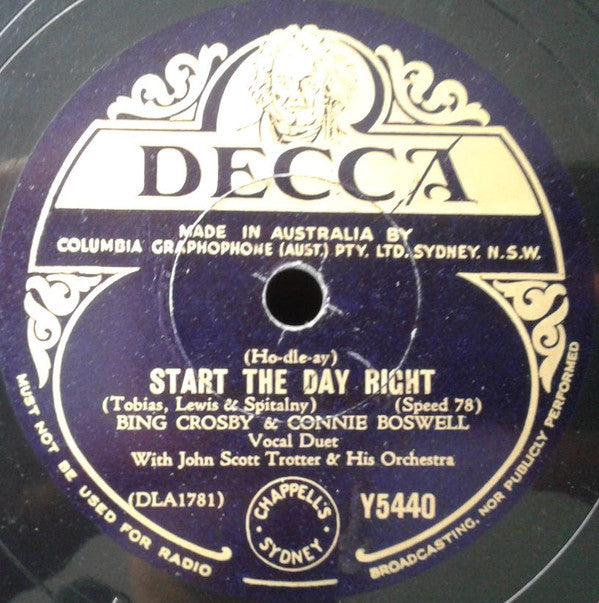 Bing Crosby, Connie Boswell : Start The Day Right / What's New? (Shellac, 10")