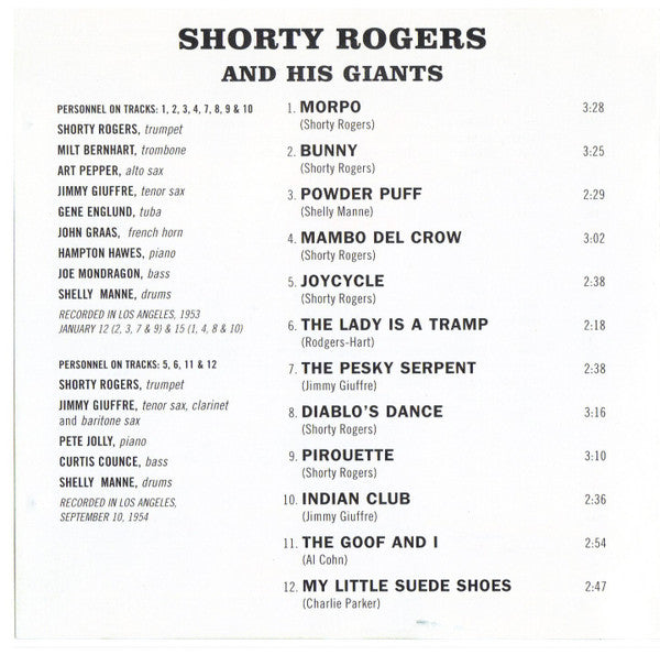 Shorty Rogers And His Giants : Shorty Rogers And His Giants (CD, Album, RE)